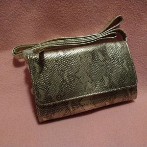 Snakeskin over-the-shoulder handbag
